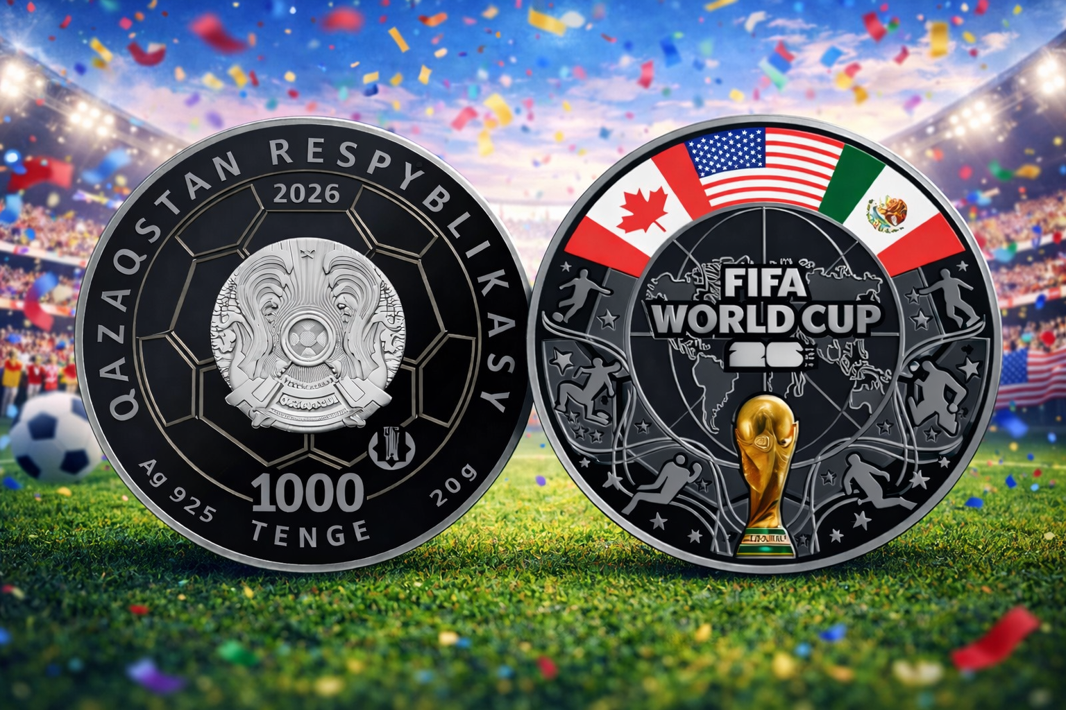 Монета Казахстана 1000 тенге FIFA 2026