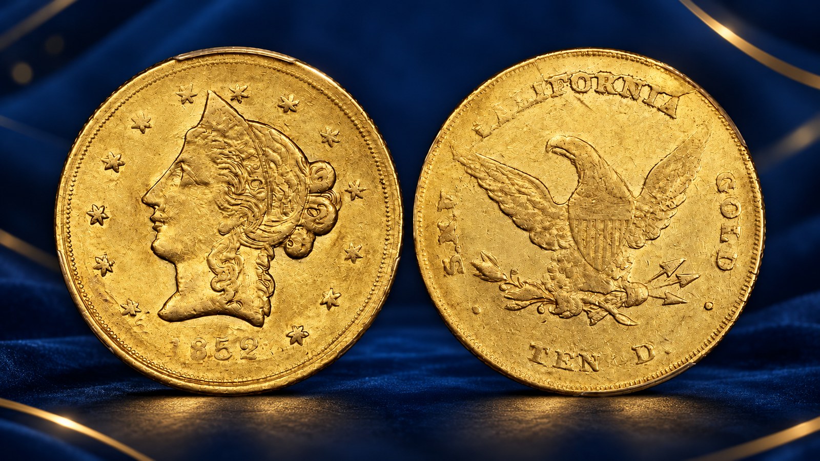 10 долларов 1852 года Wass, Molitor & Co., проданные за 354 375 долларов Золотые 10 долларов 1852 года Wass, Molitor & Co. разновидности Close Date