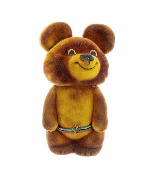 Игрушка "Олимпийский мишка", каучук, искусственная шерсть, СССР, 1980 г.