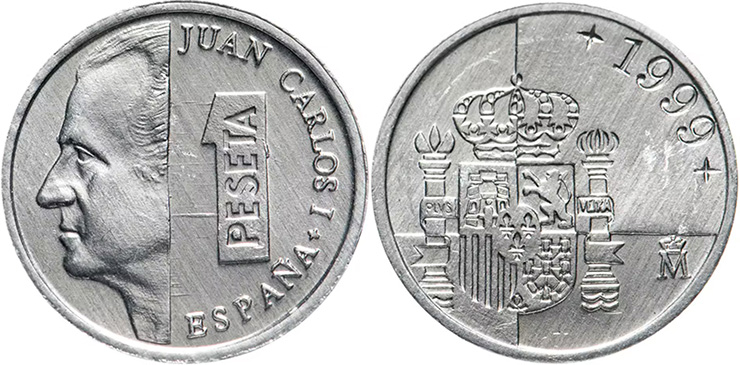 1 песета Испании 1999 года