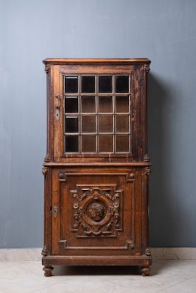 Сервант, дуб, стекло, резьба, тонировка, Европа, 1870-1890 гг.