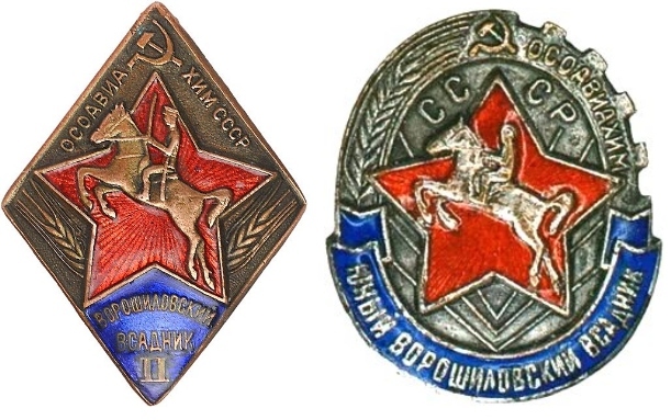 Знаки комплекса «Ворошиловский всадник» (обр. 1939 г.)