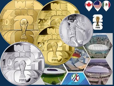 Монеты Франции к Чемпионату мира по футболу 2026: 10, 50, 200 и 500 евро 2025