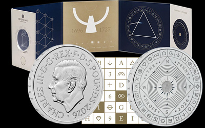 Монеты Великобритании в честь Ньютона: золотые и серебряные 5 фунтов стерлингов