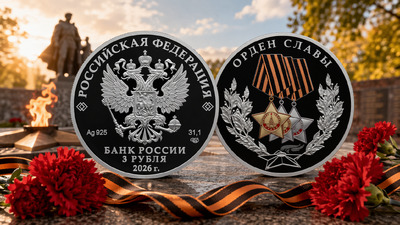 Монета «Орден Славы» Банка России серии Победа советского народа в ВОВ 3 рубля 2026
