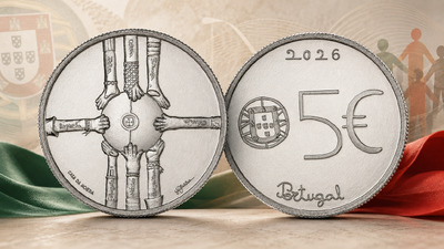 Монеты Португалии 5 евро 2026 «Мультикультурализм» из серебра и медно-никеля