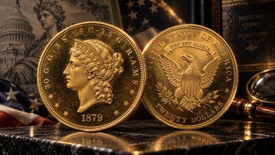 Золотую монету США 20 долларов Quintuple Stella 1879 продали за рекордные $2,562 млн