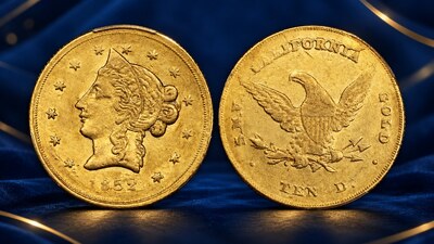Монета США 10 долларов 1852 года Wass, Molitor продана за 354 375 долларов