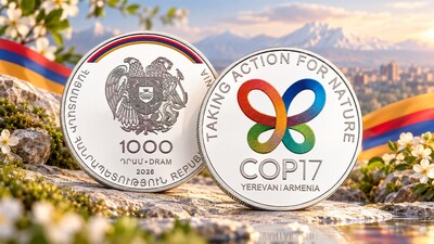 Монета Армении 1000 драмов COP17 2026 из серебра - тираж 300 экземпляров
