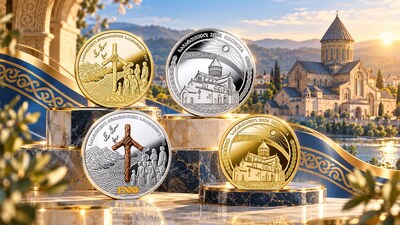 Монеты Грузии 2026 к 1700-летию христианства: золото 10 лари и серебро 5 лари