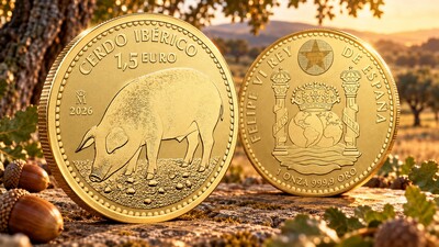 Золотая монета Испании 1,5 евро 2026 «Иберийская свинья»: унция тиражом 5000