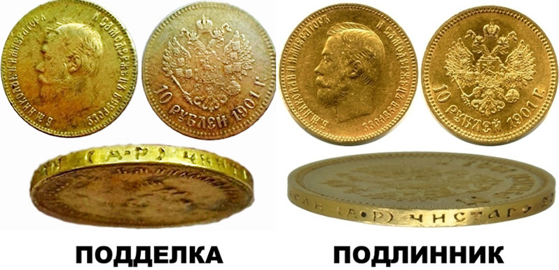 10 рублей 1901 - оригинал и копия