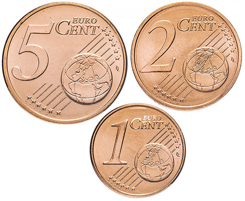 1, 2 и 5 евроцентов