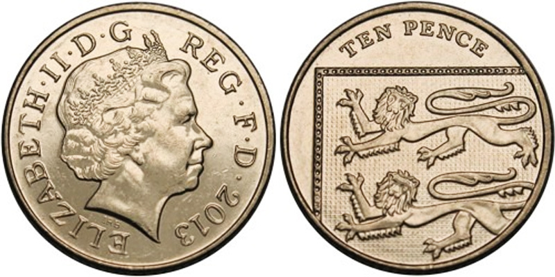 Британские монеты фунта стерлингов 10 пенсов