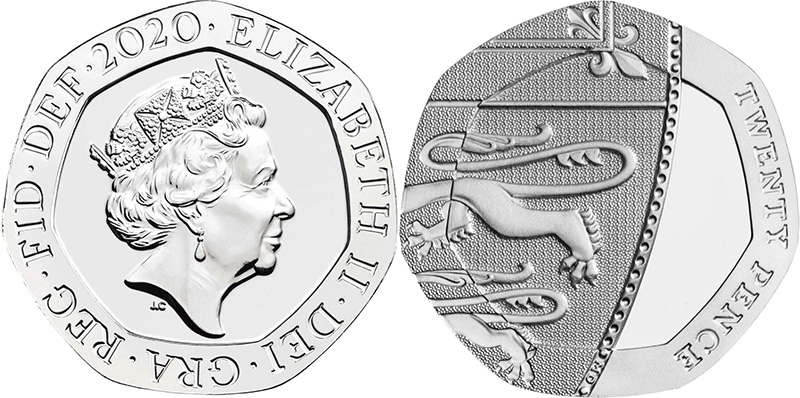 Британские монеты фунта стерлингов 20 пенсов