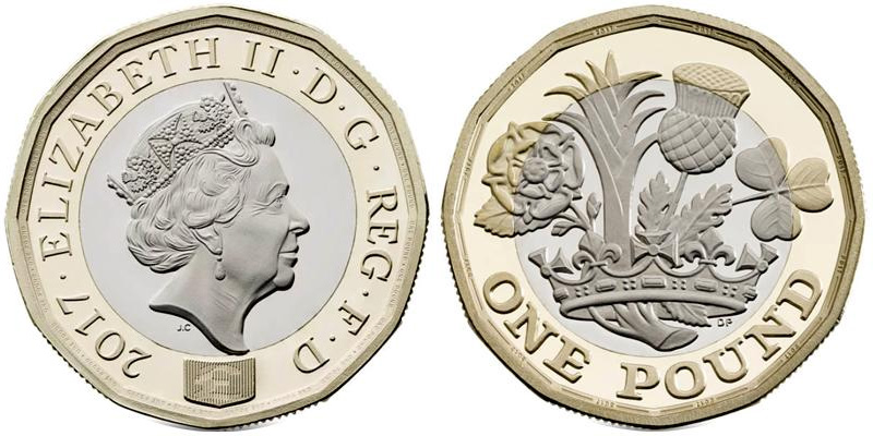 Британские монеты фунта стерлингов 1 фунт стерлингов