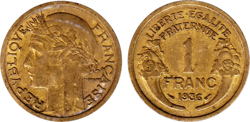 1 франк - тип Морлон
