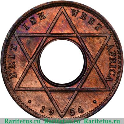 Реверс монеты 1/10 пенни (penny) 1956 года   Британская Западная Африка