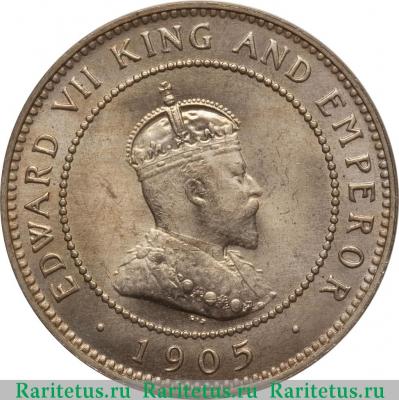 1/2 пенни (half penny) 1905 года   Ямайка