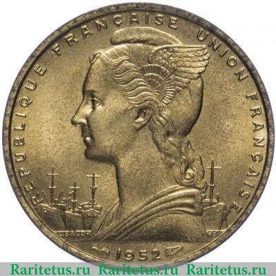 20 франков (francs) 1952 года   Французское Сомали