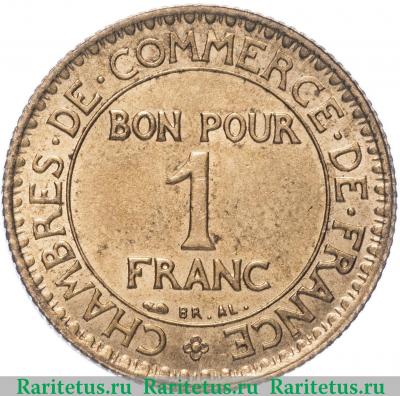 Реверс монеты 1 франк (franc) 1925 года   Франция