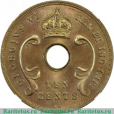 10 центов (cents) 1939 года KN  Британская Восточная Африка