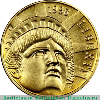 5 долларов (dollars) 1986 года W Статуя Свободы США