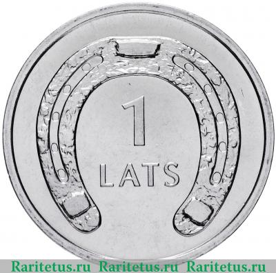 Реверс монеты 1 лат (lats) 2010 года  подкова вниз Латвия