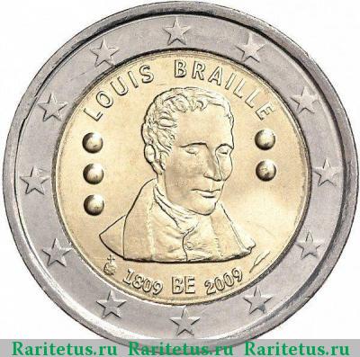 2 евро (euro) 2009 года  Брайль Бельгия