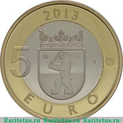 Реверс монеты 5 евро (euro) 2013 года  Сатакунта Финляндия