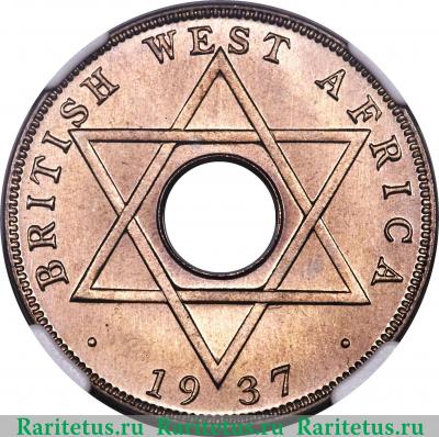 Реверс монеты 1/2 пенни (penny) 1937 года KN  Британская Западная Африка