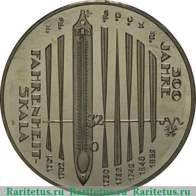 Реверс монеты 10 евро (euro) 2014 года J шкала Фаренгейта Германия