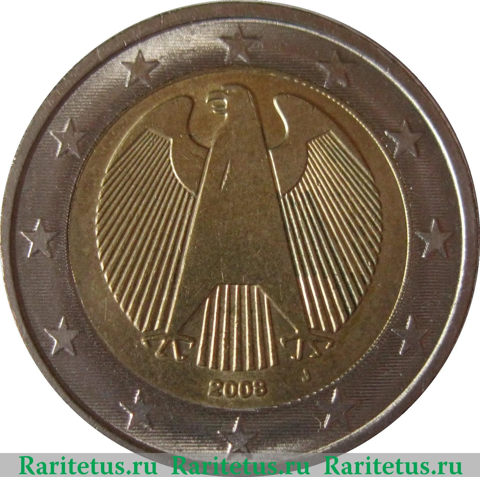 Цена монеты 2 евро (euro) 2008 года J, Германия: стоимость по