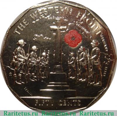 Реверс монеты 50 центов (cents) 2014 года  западный фронт Австралия