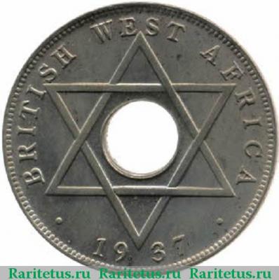 Реверс монеты 1/2 пенни (penny) 1937 года H  Британская Западная Африка