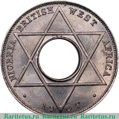 Реверс монеты 1/10 пенни (penny) 1907 года   Британская Западная Африка