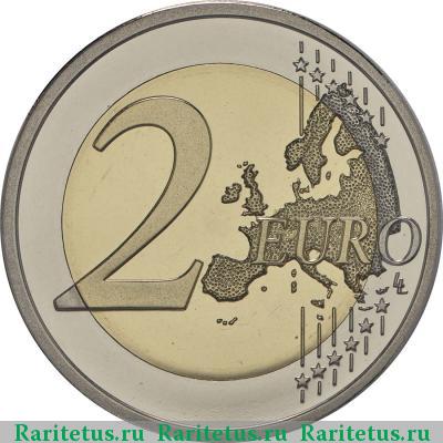 Реверс монеты 2 евро (euro) 2015 года  30 лет флагу, Финляндия
