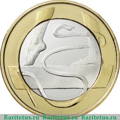 Реверс монеты 5 евро (euro) 2015 года  гимнастика Финляндия