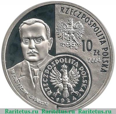 Реверс монеты 10 злотых (zlotych) 2004 года  история злотого Польша proof