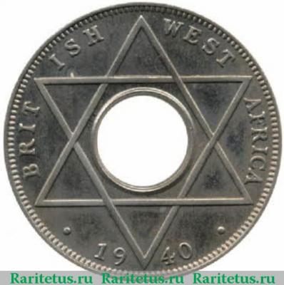 Реверс монеты 1 пенни (penny) 1940 года H  Британская Западная Африка
