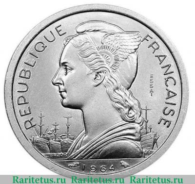 2 франка (francs) 1964 года   Коморские острова