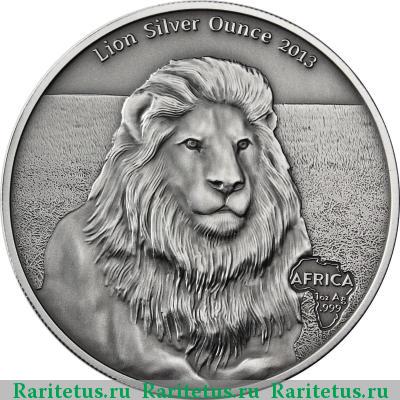 Реверс монеты 1000 франков (francs) 2013 года  лев Габон