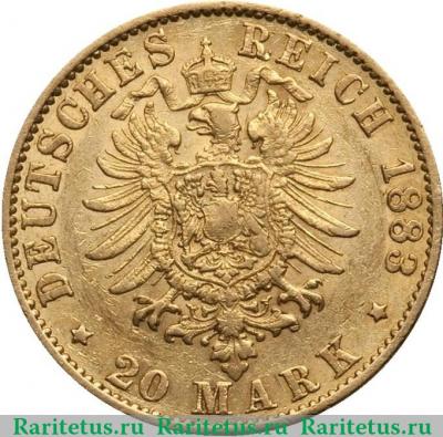 Реверс монеты 20 марок (mark) 1883 года   Германия (Империя)