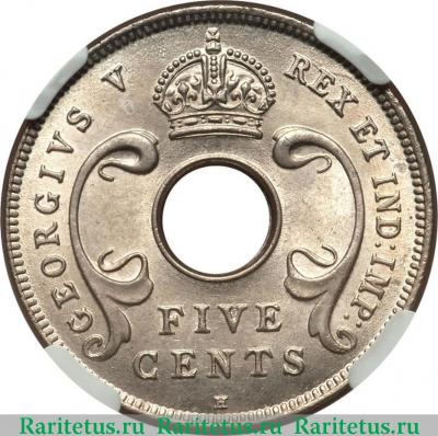 5 центов (cents) 1920 года   Британская Восточная Африка