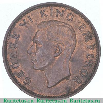 1/2 пенни (penny) 1946 года   Новая Зеландия