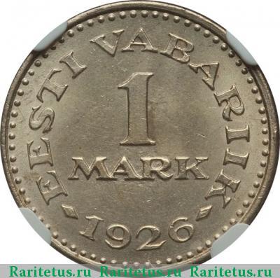 Реверс монеты 1 марка (mark) 1926 года  Эстония