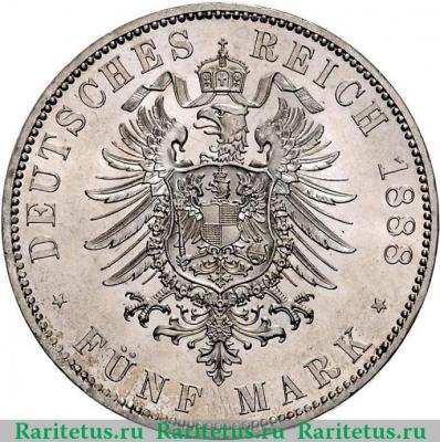 Реверс монеты 5 марок (mark) 1888 года   Германия (Империя)
