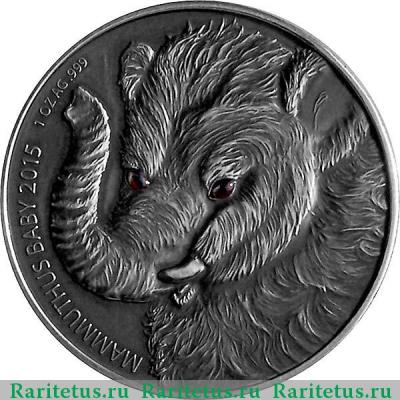 Реверс монеты 1000 франков (francs) 2015 года  мамонтёнок Буркина Фасо