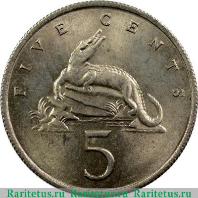 Реверс монеты 5 центов (cents) 1969 года   Ямайка