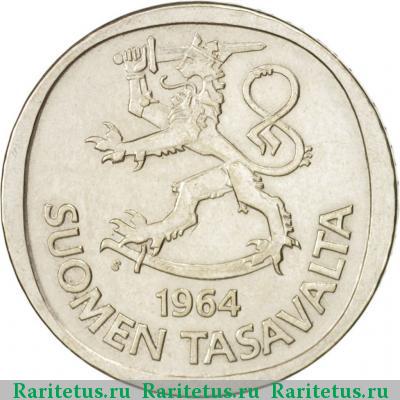 1 марка (markka) 1964 года S Финляндия